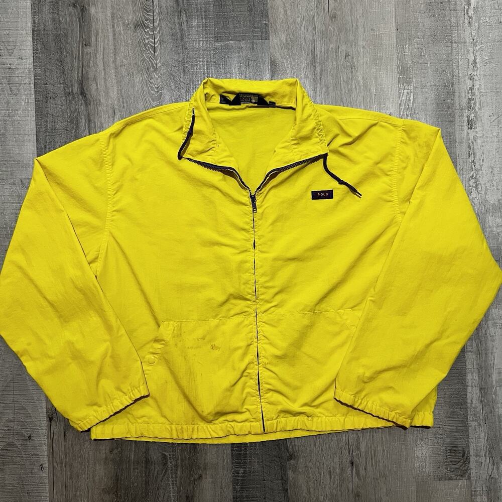 VTG Polo Ralph Lauren Yellow Nylon Polo Sport Windbreaker Jacket Sailing 90s L